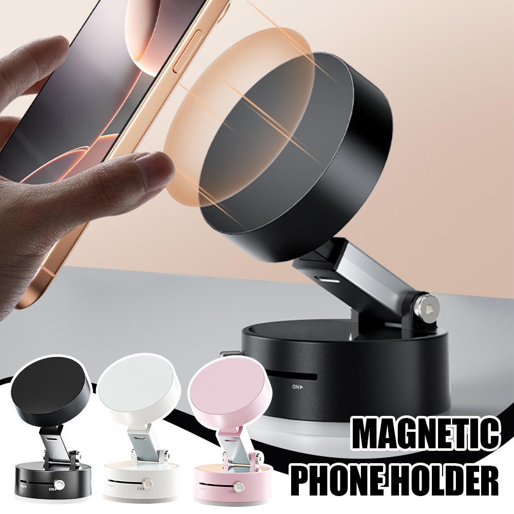 CarQust™ Foldable Magnetic Vacuum Car Phone Holder Foldable Suction Cup With Suction Cup Hands-Free Navigation For Smart Phone