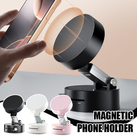CarQust™ Foldable Magnetic Vacuum Car Phone Holder Foldable Suction Cup With Suction Cup Hands-Free Navigation For Smart Phone