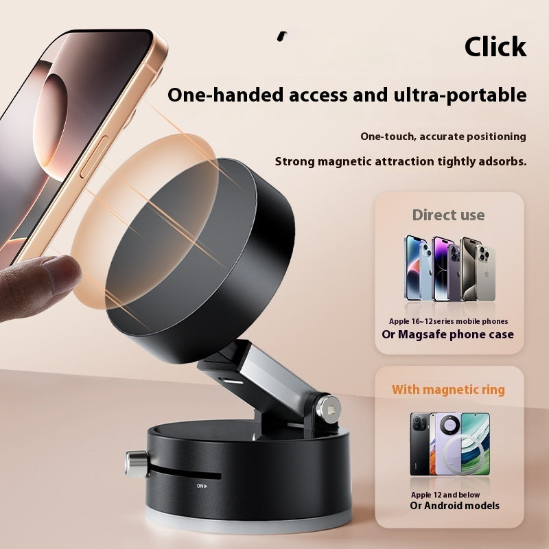 CarQust™ Foldable Magnetic Vacuum Car Phone Holder Foldable Suction Cup With Suction Cup Hands-Free Navigation For Smart Phone